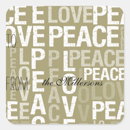 Gold Love Peace Gift Label (Voorkant)