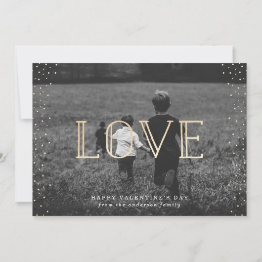 Gold Love | Valentine's Day Photo Card Feestdagenkaart (Voorkant)