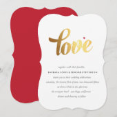 Gold Love Wedding Uitnodiging (Voorkant / Achterkant)