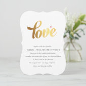 Gold Love Wedding Uitnodiging (Staand voorkant)