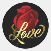 Gold Love with Red Rose Ronde Sticker (Voorkant)