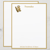 Gold Love your Pet Paw Print Paper (Voorkant / Achterkant)