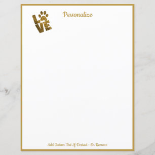 Gold Love your Pet Paw Print Paper