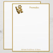 Gold Love your Pet Paw Print Paper (Voorkant / Achterkant)