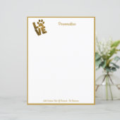 Gold Love your Pet Paw Print Paper (Staand voorkant)