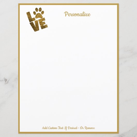 Gold Love your Pet Paw Print Paper (Voorkant)