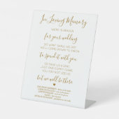 Gold Loving Memory Heaven Poem Wedding Memorial Reclamebord Met Voetstuk (Voorkant)