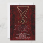 Gold Lucifer Sigil op Red Damask Satanic Wedding Kaart (Achterkant)