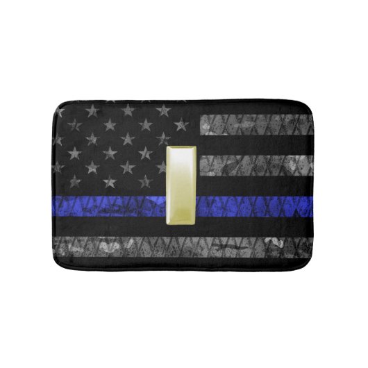 (Gold) Luitenant Thin Blue Line Distress Vlag Badmat (Voorkant)