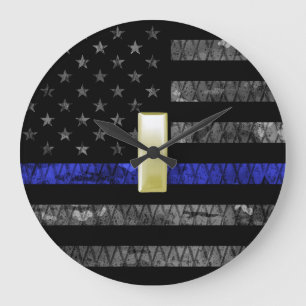 (Gold) Luitenant Thin Blue Line Distress Vlag Grote Klok