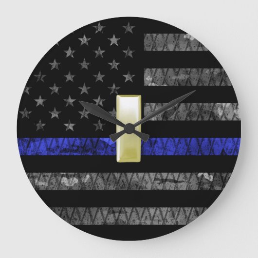 (Gold) Luitenant Thin Blue Line Distress Vlag Grote Klok (Voorkant)