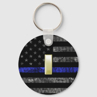 (Gold) Luitenant Thin Blue Line Distress Vlag Sleutelhanger