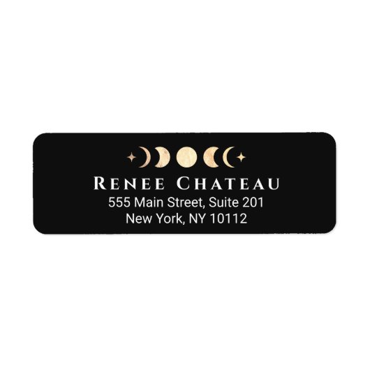 Gold Lunar Moon Phases Energy Healer Etiket (Voorkant)