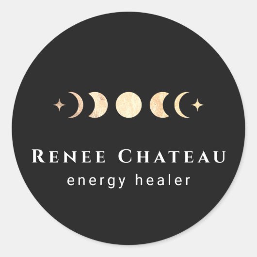 Gold Lunar Moon Phases Energy Healer Ronde Sticker (Voorkant)