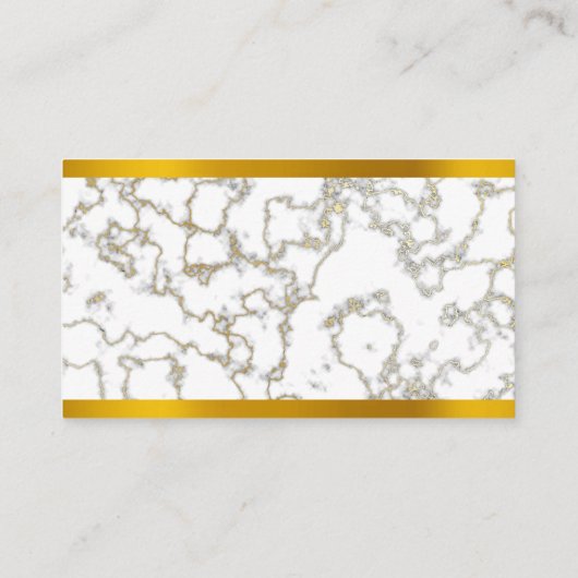 Gold Lux Metal Trim | Witte marmer Gold-textuur Visitekaartje (Achterkant)