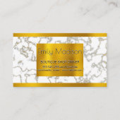 Gold Lux Metal Trim | Witte marmer Gold-textuur Visitekaartje (Voorkant)