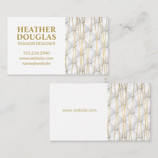 Gold Lux Metallic Lines | Witte binnenbekleding Visitekaartje (Voorkant / Achterkant)