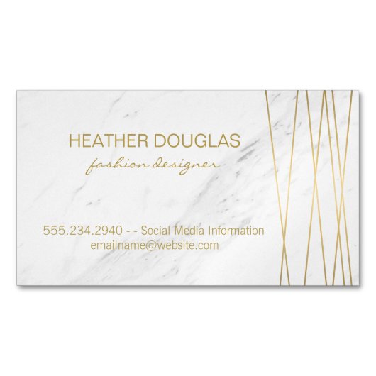 Gold Lux Modern met Marmer Magnetisch Visitekaartje (Voorkant)