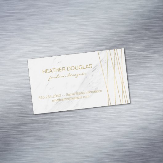 Gold Lux Modern met Marmer Magnetisch Visitekaartje (Voorbeeld)
