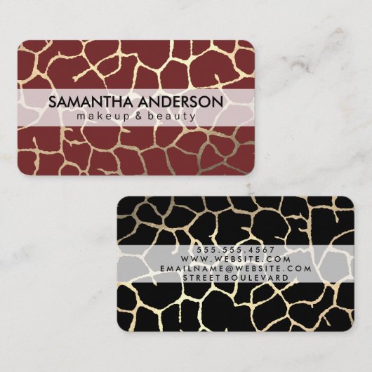 Gold Lux Pattern Dark Red Visitekaartje (Voorkant / Achterkant)