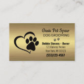 Gold Lux Paw Print Dog Pet Grooming Service Visitekaartje (Voorkant)