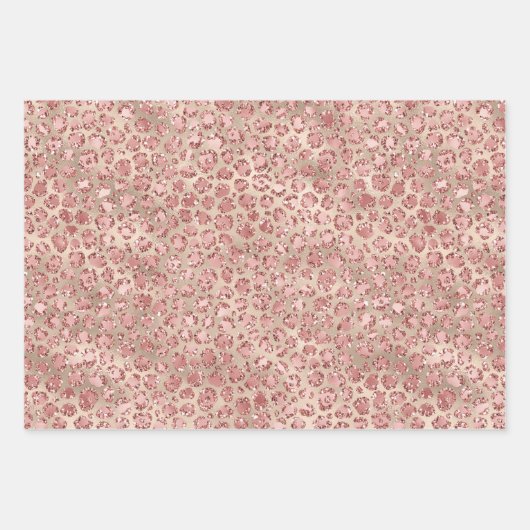 Gold Luxe Blush Roze Glitter Leopard-printer Inpakpapier Vel (Voorkant)