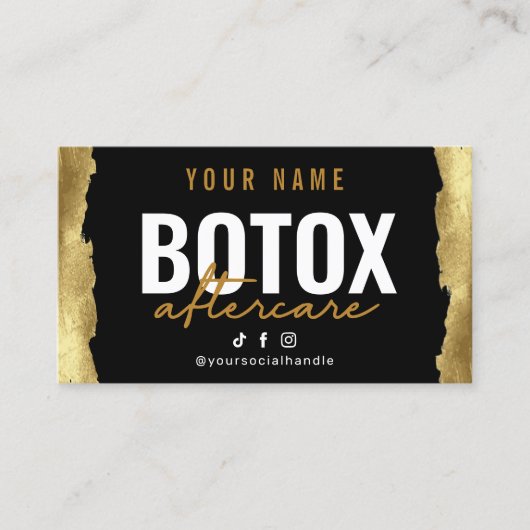 Gold Luxe Botox Aftercare Card Visitekaartje (Voorkant)