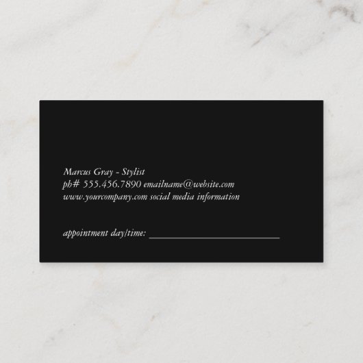 Gold Luxe Comb Hair Stylist Benoeming Afsprakenkaartje (Achterkant)