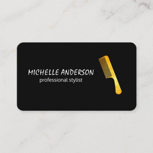 Gold Luxe Comb Hair Stylist Benoeming Afsprakenkaartje (Voorkant)