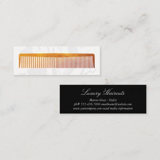 Gold Luxe Comb Hair Stylist Mini Visitekaartje (Voorkant / Achterkant)