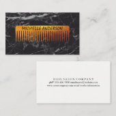 Gold Luxe Comb Hair Stylist | Zwarte marmer Visitekaartje (Voorkant / Achterkant)