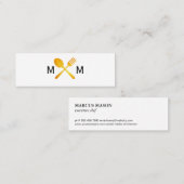 Gold Luxe Food Utensils Monogram Mini Visitekaartje (Voorkant / Achterkant)