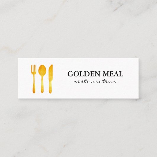 Gold Luxe Food Utensils Monogram Mini Visitekaartje (Voorkant)