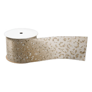 Gold Luxe Glitter-leopard afdrukken     Satijnen Lint