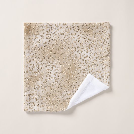 Gold Luxe Glitter-leopard-printer         Bad Handdoek (Wasdoekje)