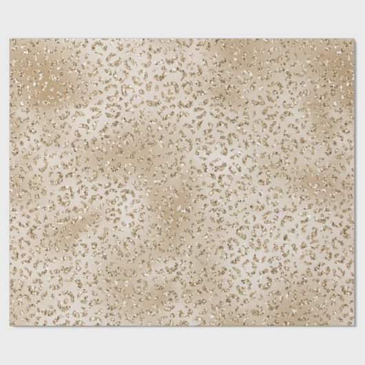 Gold Luxe Glitter-leopard-printer Cadeaupapier (Vlak)