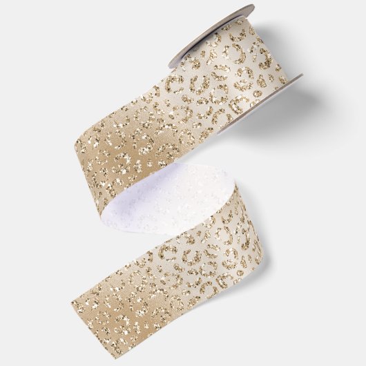 Gold Luxe Glitter-leopard-printer Satijnen Lint (Achterkant)