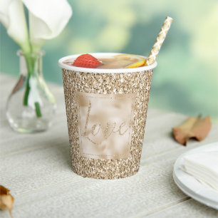 Gold Luxe Glitter Love Christmas Papieren Bekers