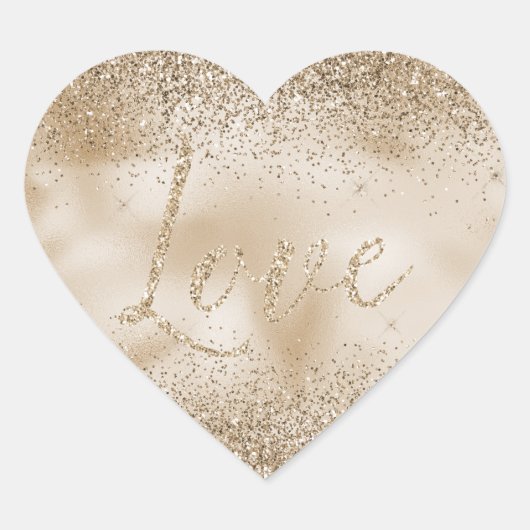 Gold Luxe Glitter Love Hart Sticker (Voorkant)