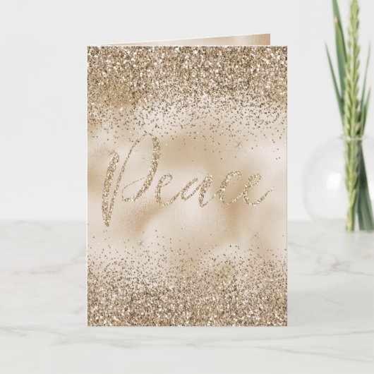 Gold Luxe Glitter Peace Kaart (Voorkant)