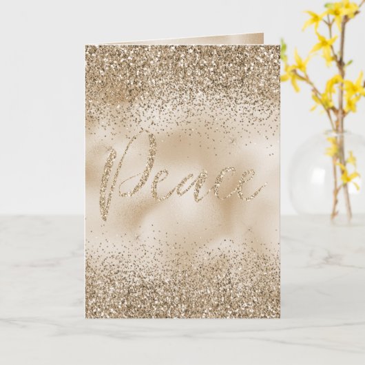 Gold Luxe Glitter Peace Kaart (Gele Bloem)
