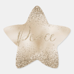 Gold Luxe Glitter Peace Ster Sticker