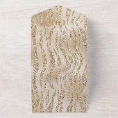 Gold Luxe Glitter Zebra-afdrukken All In One Uitnodiging (Buitenkant)