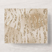 Gold Luxe Glitter Zebra-afdrukken All In One Uitnodiging (Achterkant)