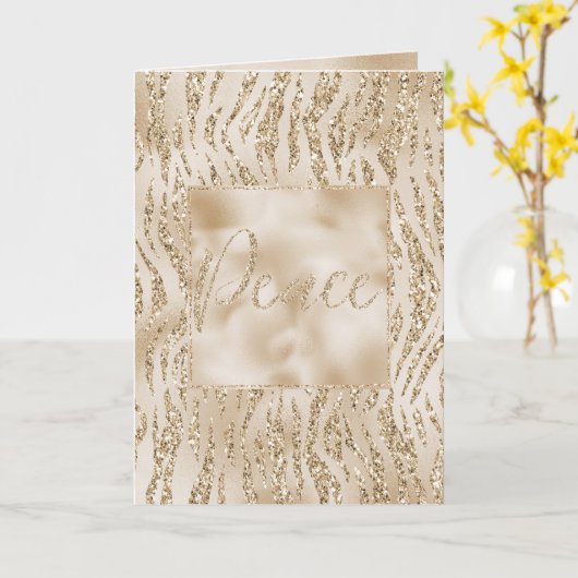 Gold Luxe Glitter Zebra afdrukken met kerstmis Kaart (Gele Bloem)