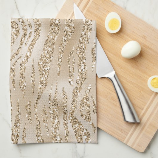 Gold Luxe Glitter Zebra-afdrukken         Theedoek (Quarter Fold)