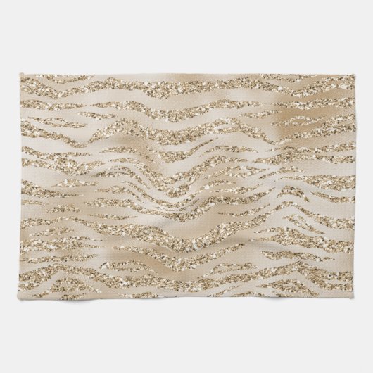 Gold Luxe Glitter Zebra-afdrukken         Theedoek (Horizontaal)