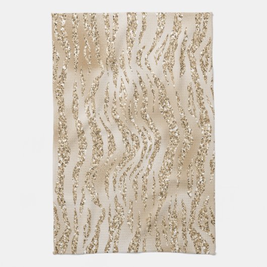 Gold Luxe Glitter Zebra-afdrukken         Theedoek (Verticaal)