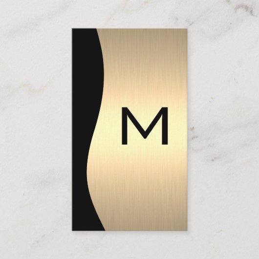 Gold Luxe-monogram | Metallic Visitekaartje (Voorkant)