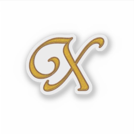 Gold Luxe Monogram X Sticker (Voorkant)